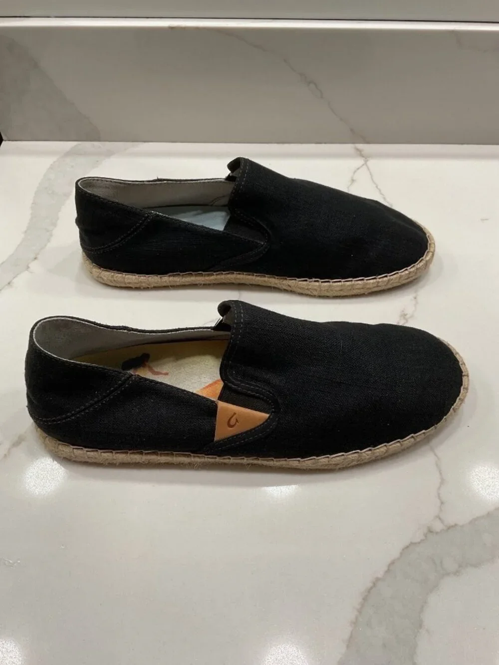 OluKai Kaula Pa's Kapa Shoes Women's 10 Black Slip-On Comfort Espadrilles Loafer
